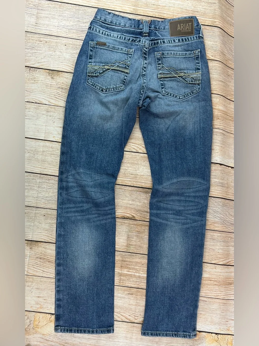 Mens Ariat M4 Relaxed Straight Shoreway Denim Blue Jeans Size 29x34